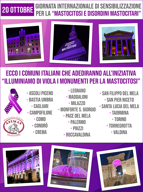 Illuminiamo di viola i monumenti per la mastocitosi